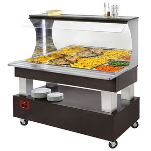 Diamond ABM/4N-B1 Wengé Wood Warming Bain Marie Buffet Bar, 4 x 1/1 GN - ABM-4N-B1 - 1