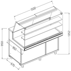 Diamond CA15X/R Hot & Dry Patisserie Display Counter with Understorage, 1500mm - CA15X-R - 1