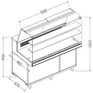 Diamond CFA15XR Static Hot & Cold Patisserie Deli Display Counter, 1500mm - CFA15XR - 1