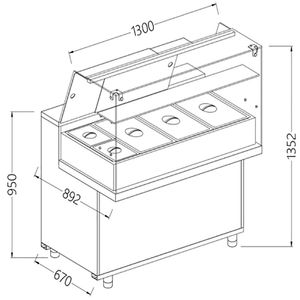 Diamond MA13X Heated Display Counter without Understorage, 0.45kW - MA13X - 1