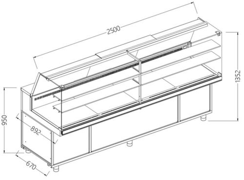 Diamond PA25X Display Counter Neutral X Bakery En & Gn, High Glass - PA25X - 1