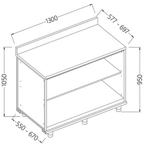 Diamond NL13X/5 Neutral Rear Cabinet, With Backsplash - NL13X-5 - 1