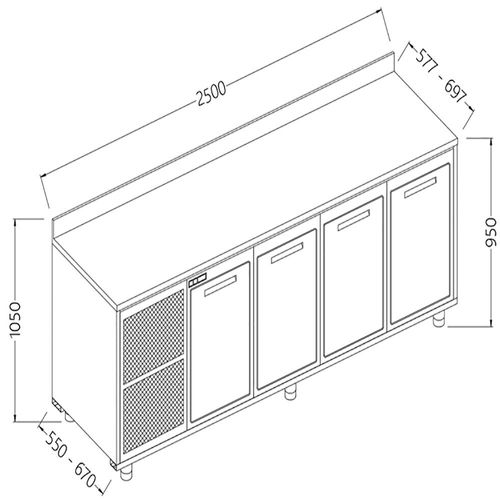 Diamond NLS25X Neutral Rear Cabinet, With Backsplash - NLS25X - 2
