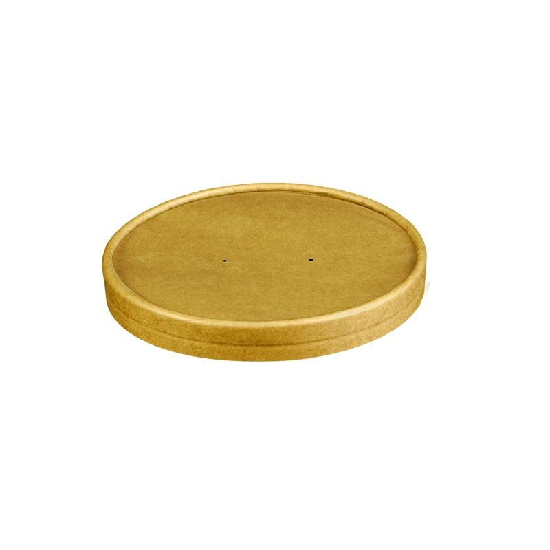 KPLASLID500 - Enviroware Kraft PLA Lined Board Lid with Vent Holes for 500/750/1000ml Containers - Case 300 - KPLASLID500