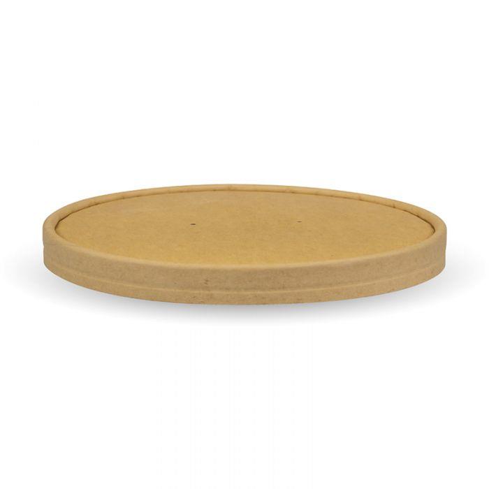 Biopak Kraft Lid To Fit 1,300ml Kraft FSC? Salad Bowl - Pack of 500 - PE-BLL-118-PAPER-W - 1