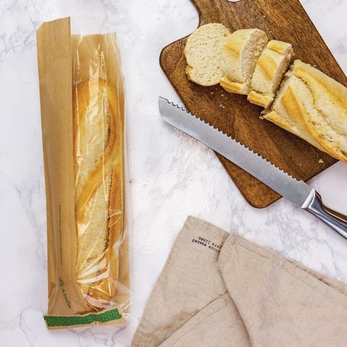 Vegware Compostable Kraft Greaseproof Food Bags With PLA Window 355 x 100mm (Pack of 1000) - FC895 - 2