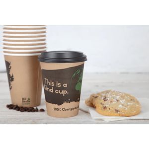 Fiesta Compostable Coffee Cups Single Wall 340ml / 12oz (Pack of 50) - DS059 - 3
