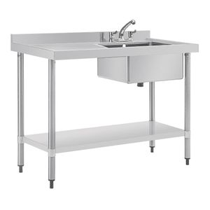 Vogue Stainless Steel Sink Right Hand Drainer 1200x600mm - U904 - 3
