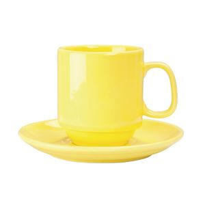 Olympia Heritage Stacking Mugs Yellow 300ml (Pack of 6) - DW150 - 3