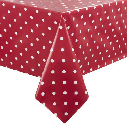 PVC Polka Dot Tablecloth Red 54 x 90in - GG807 - 1