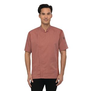 Chef Works Unisex Springfield Lightweight Short Sleeve Zipper Coat Brick Size S