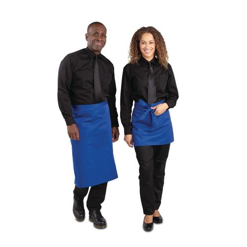 Whites Short Bistro Apron Blue