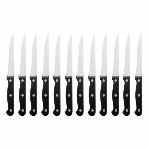 Olympia Serrated Steak Knives Black Handle (Pack of 12) - C134 - 6