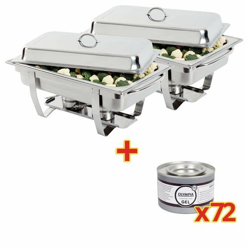 Special Offer 2x Milan Chafer and 72 Olympia Gel Fuel Tins - S601 - 1