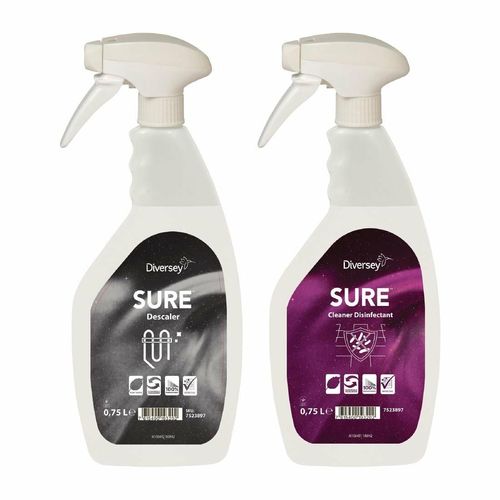 SURE Cleaner and Disinfectant / Descaler Refill Bottles 750ml (6 Pack) - FA402 - 1