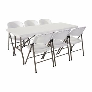Special Offer Bolero PE Centre Folding Table 6ft with Six Folding Chairs - SA426 - 1