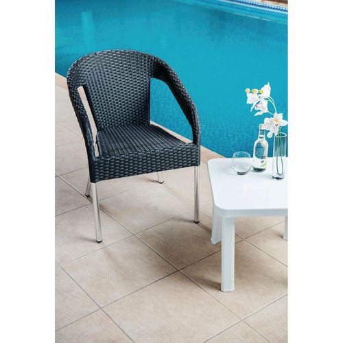 Bolero Wicker Wraparound Bistro Chairs Charcoal (Pack of 4) - CG223 - 4