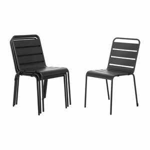 Bolero Slatted Steel Side Chairs Grey (Pack of 4) - CS727 - 1