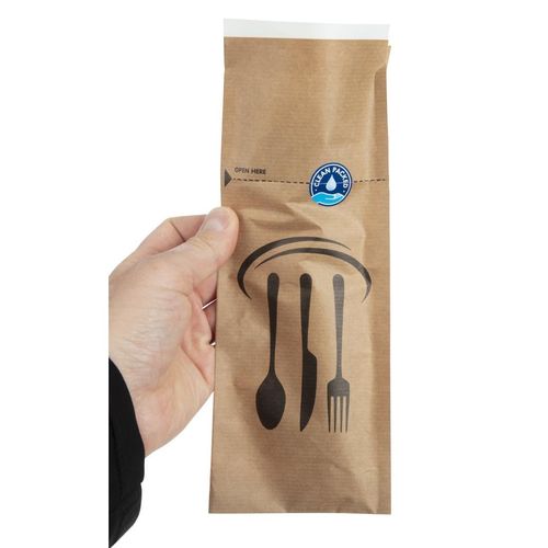 Kraft Recyclable Sealable Paper Cutlery Bags (Pack of 2000) - DF696 - 7