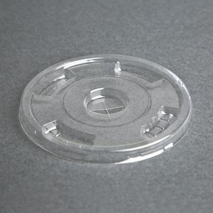 Fiesta Compostable PLA Cold Cup Flat Lids 12oz / 16oz / 20oz (Pack of 1000) - FA346 - 1