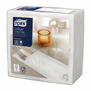 Tork Premium LinStyle Cutlery Napkins White (Pack of 12 x 50) - FS375 - 1