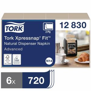Tork Xpressnap Fit Recycled Dispenser Napkin Natural 2Ply (Pack of 6x720) - FS372 - 1