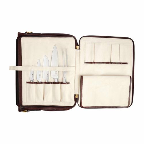 Boldric Messenger Leather Knife Bag Brown 10 Slots - CM558 - 6