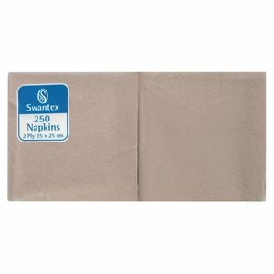 Swantex Recycled Cocktail Napkin Kraft 25x25cm 2ply 1/4 Fold (Pack of 2000) - DB485 - 1