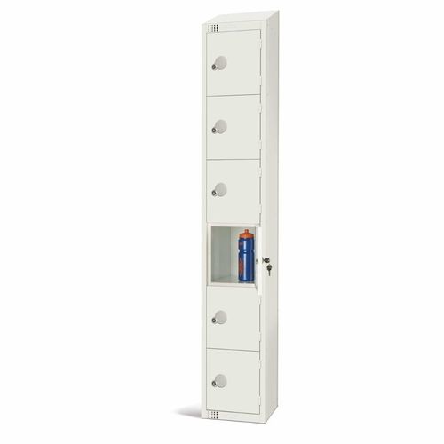 Elite Six Door Padlock Locker with Sloping Top White - GR314-PS - 1
