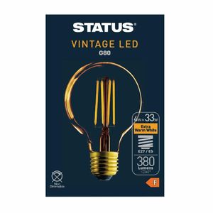 Status 320 Lumens Globe Golden Light Bulb Crystalite Antique LED G80 ES 4w - FW526 - 1