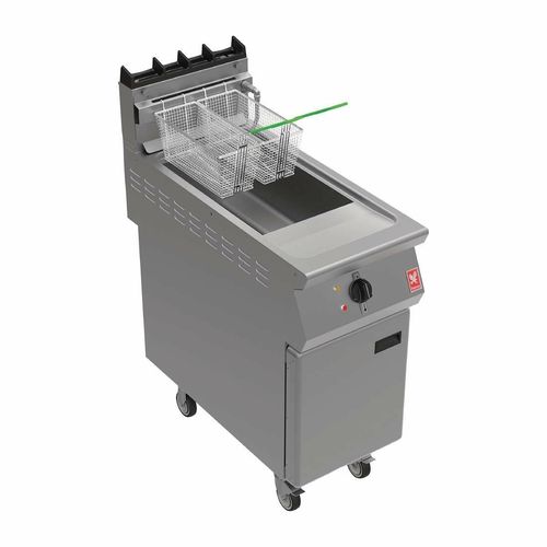 Falcon F900 Twin Basket Fryer with Filtration & Fryer Angel on Castors Natural Gas - FW772-N - 1