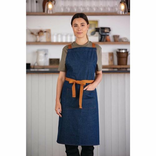 Southside X-Cross Back Apron Denim Blue Tan Ties - B984 - 1