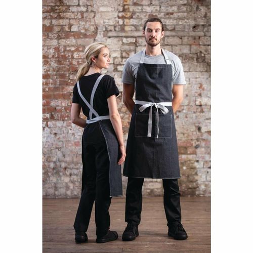 Southside X-Cross Back Bib Apron Denim Black - BB057 - 4