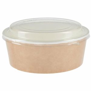 Colpac Recyclable Kraft Salad Pots With Lid Large 1300ml / 45oz (Pack of 150) - FA374 - 1