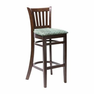 Manhattan Dark Walnut Bar Chair with Green Diamond Padded Seat - 1