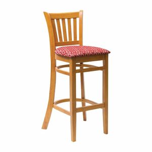 Manhattan Dark Walnut Bar Chair with Red Diamond Padded Seat - 1