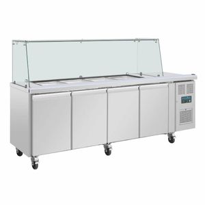 Polar U-Series GN Saladette Counter with Square Sneeze Guard 4 Door - 1