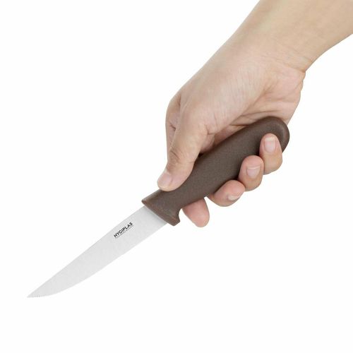 Hygiplas Vegetable Knife Serrated Brown 10.2cm - 2