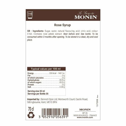 Monin Premium Rose Syrup 700ml - FU447 - 3