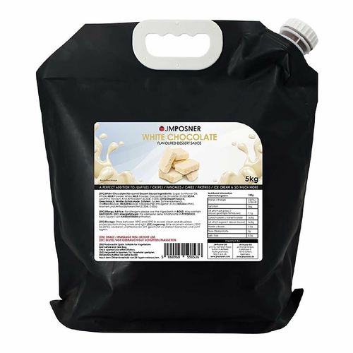 JM Posner Liquid White Chocolate Sauce Spout Bag (5kg) - DX519 - 1
