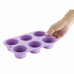 Hygiplas Flexible Silicone Six Hole Purple Muffin Pan - CX047 - 3