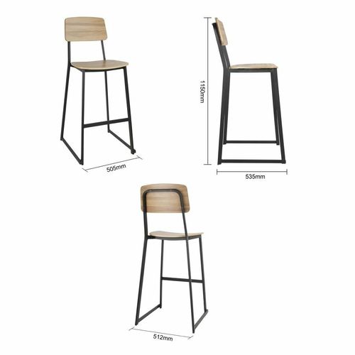 Bolero Beaufort Wooden Interior High Stools (Pack of 2) - FU525 - 6