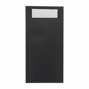 Europochette Royal Size Black Cutlery Pouch with White Soft 2ply Napkin (Pack of 250) - HX979 - 1