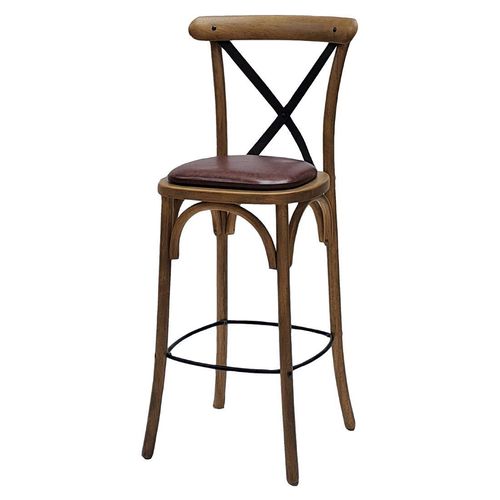 Bristol Bar Chair in Weathered Oak with Bison Espresso Seat - HX879 - 1