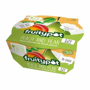 Fruitypot Peach & Pear in Juice with Spoon 113g (Pack of 18) - HW356 - 1