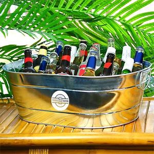 Custom Branded Galvanised Steel Oval Party Tub Bucket (24 Litre) - 3