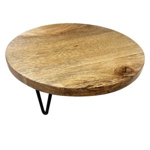 Olympia Round Display Stand Mango Wood with Metal Legs 250x80mm - HY753 - 1
