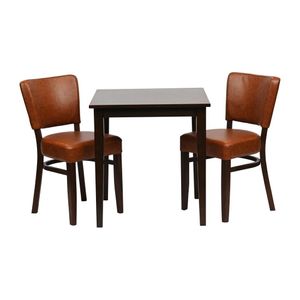 Pimlico Dining Table with 2 Oregon Chairs Set in Dark Walnut & Bison Tan - JA224 - 1