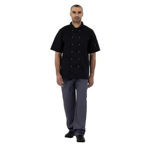 Whites Vegas Unisex Chef Jackets Short Sleeve Black S (5 Pack) - SA850 - 3