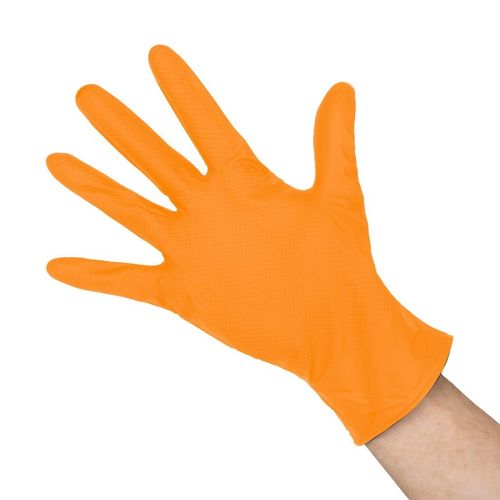 Grippaz HD Nitrile Powder-Free Disposable Gloves Orange 9/L (50 Pack) - JE602-L - 1